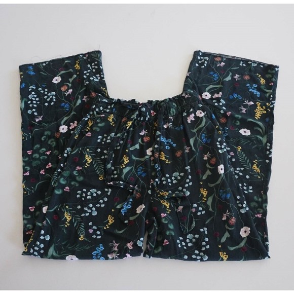 Anna Glover H&M Size 4 Palazzo Pants Floral Black Lounge - with pockets - Picture 2 of 4